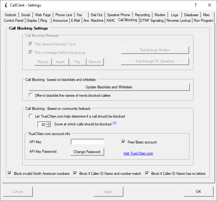 CallClerk - Settings - Call Blocking