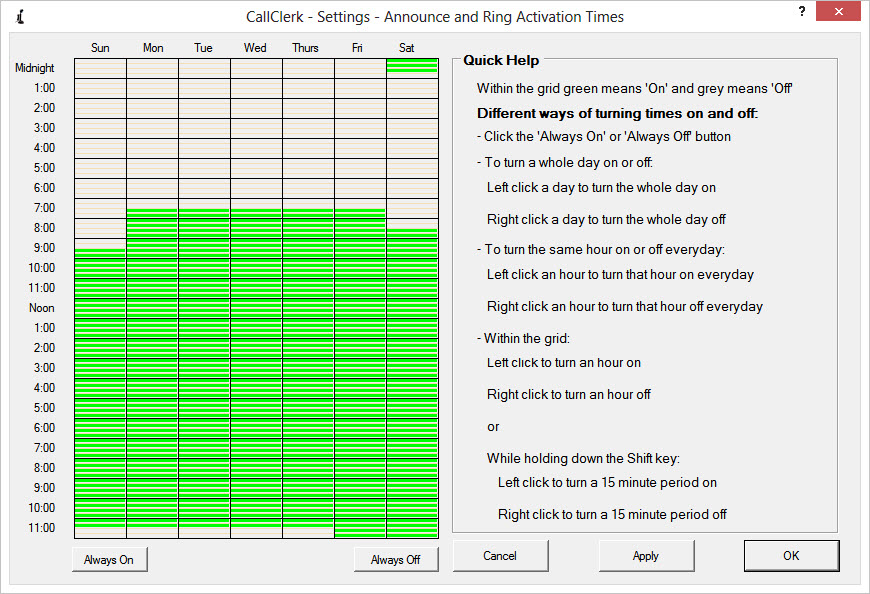 CallClerk - Activation Date and Time window