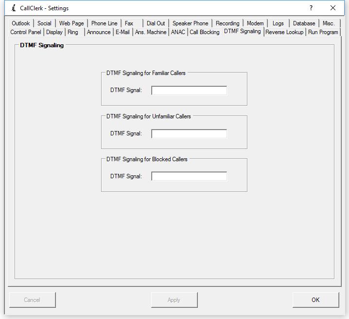 CallClerk Settings DTMF Signaling