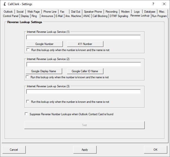 CallClerk Settings Reverse Phone Number (Caller ID) Lookup