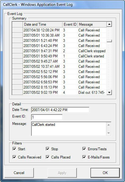 Windows Application Log Window