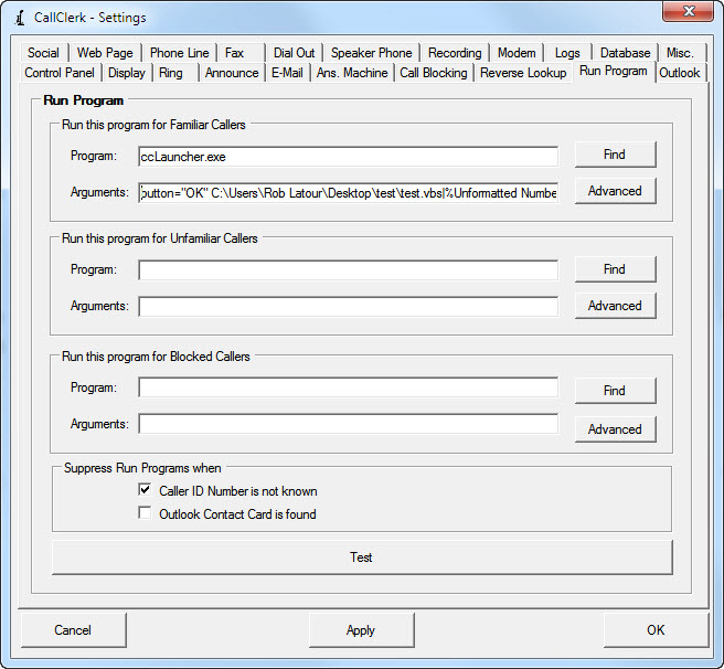 CallClerk - Settings - Run Program